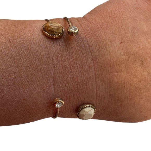 Two piece | Gold | Faux Stone | Bangle Set - Picture 8 of 11